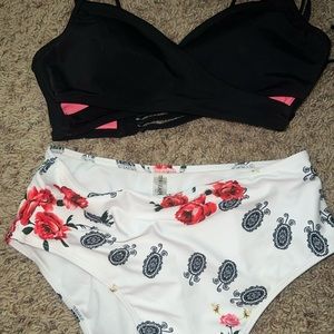 Mismatch swim set M top and S bottoms